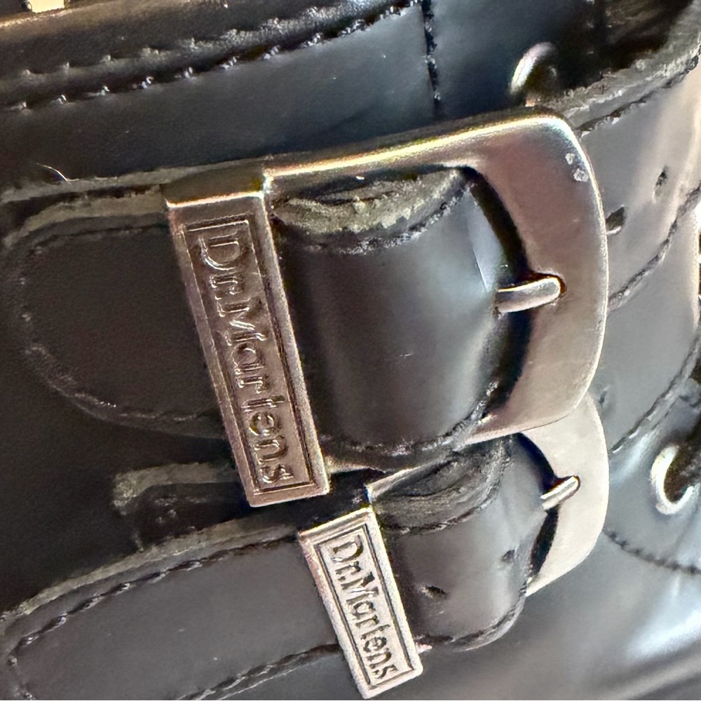 Dr. Martens 1460 Smooth Leather Black Leather Double-Buckle Lace-Up Boots - Picture 8 of 11